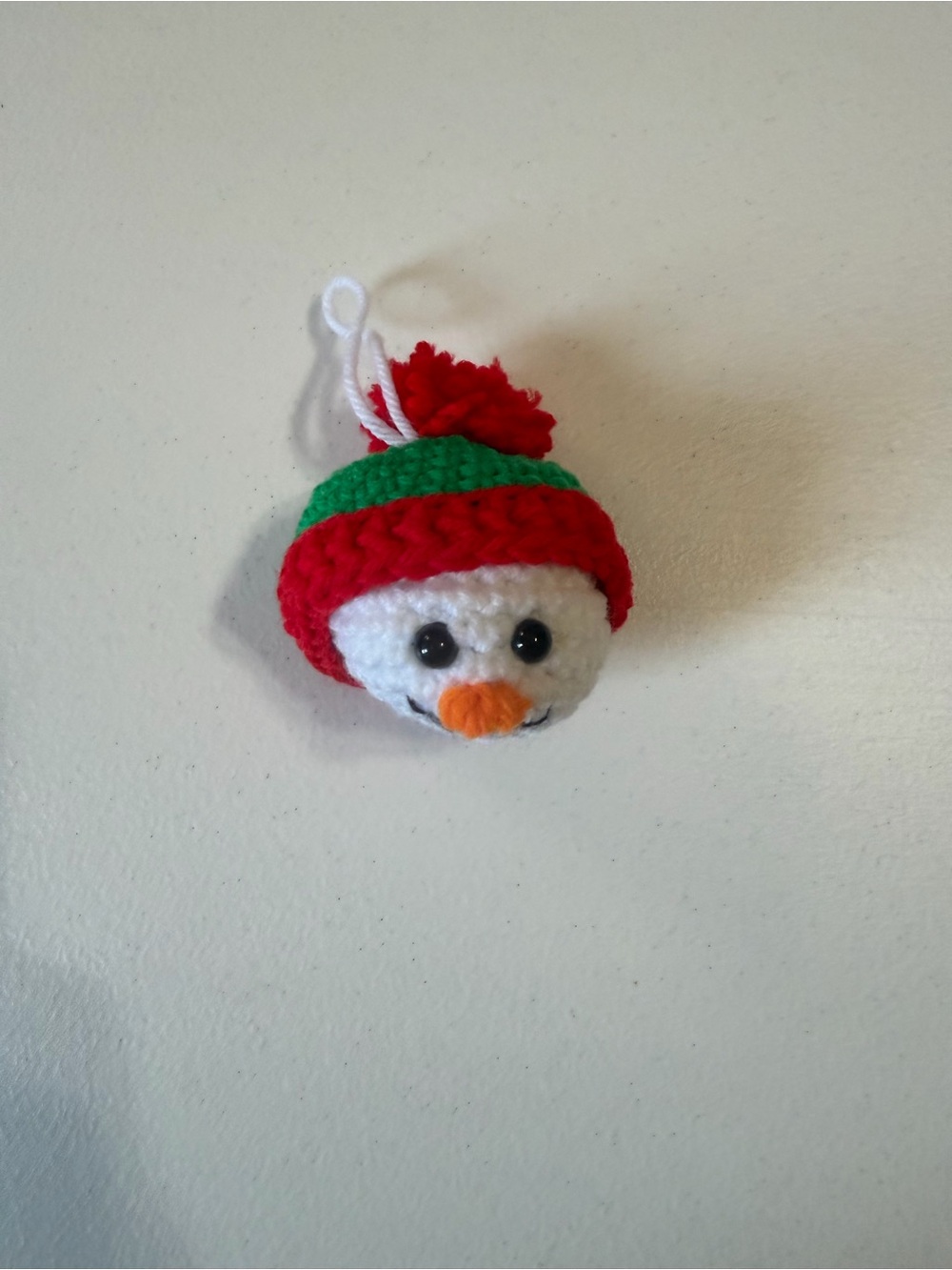 Crocheted Snowman Ornament Hat in Red, Green, White